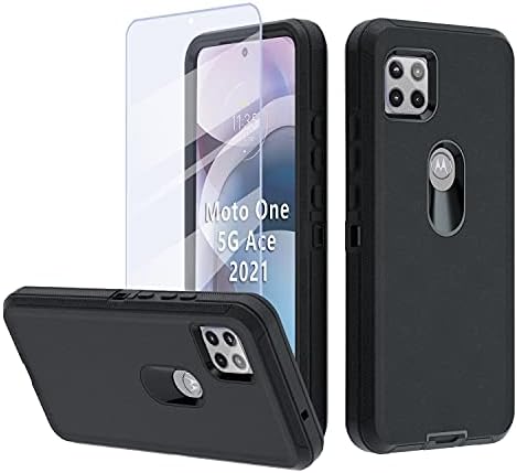 NUFR עבור Moto One 5G Ace Case, Motorola One 5G Ace 2021 מארז כבד [עם קליפ], [אטום הלם] [Dropproof] [אבק אבק],